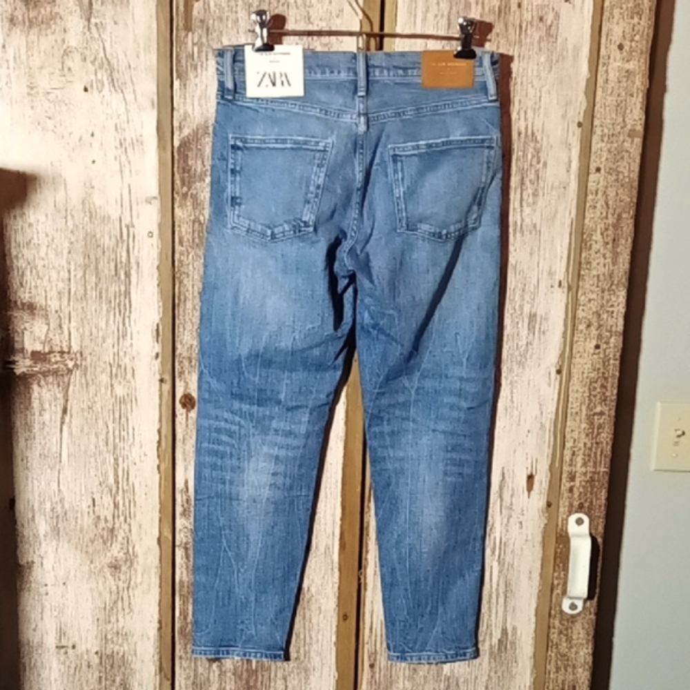 Zara Women's Distressed Valley Blue Slim Boyfriend Jeans Size 6 - Picture 7 of 13